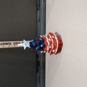 Festive Patriotic Red, White and Blue Ceramic Christmas Tree